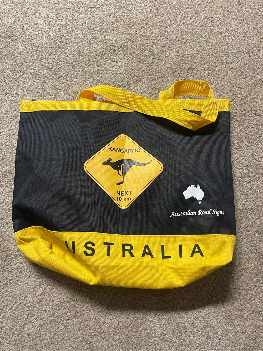 Kangaroo Canvas Tote Bag in Black & Yellow
